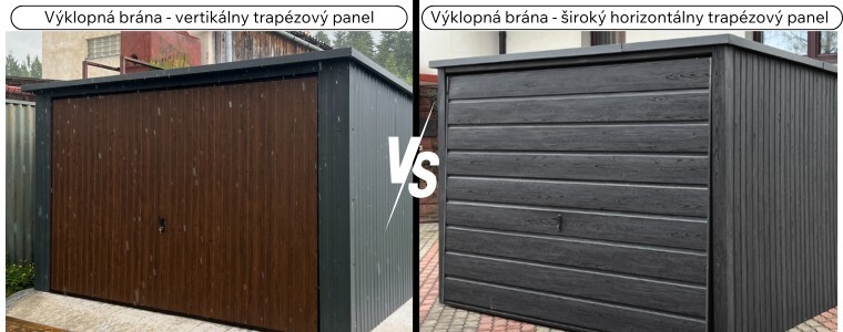 Výklopná (typický rozmer - šírka 2,75 m x výška 1,9 m) VS Výklopná so širokým horizontálnym trapézovým panelom